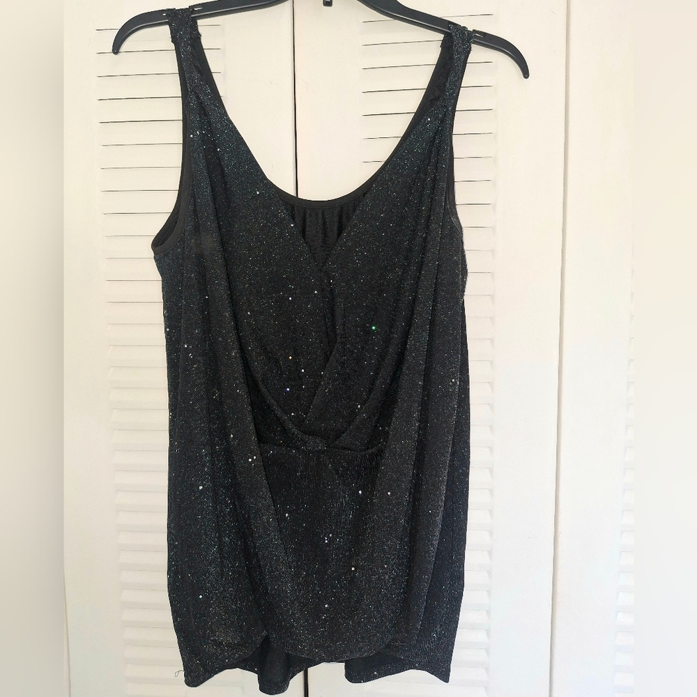 Shein Curve Sparkly Black Sleeveless Party Tank Top 2XL
